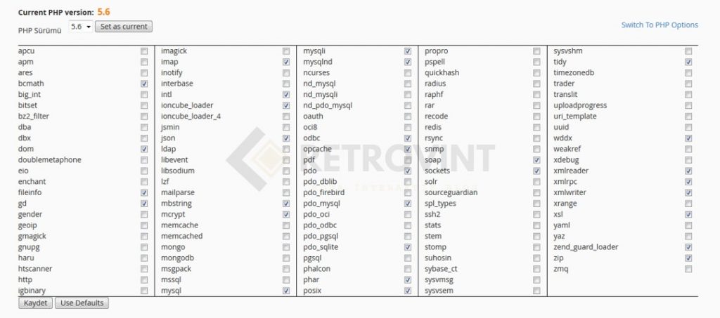 cpanel php sürüm yükseltme